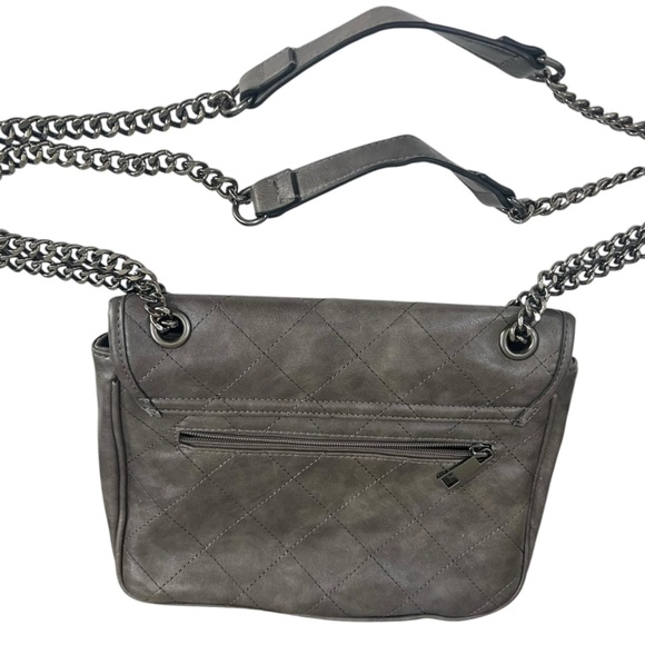 ALDO Charcoal Gray Stitched Shoulder Bag Metal Chain Crossbody Bag Streetwear - Picture 9 of 14